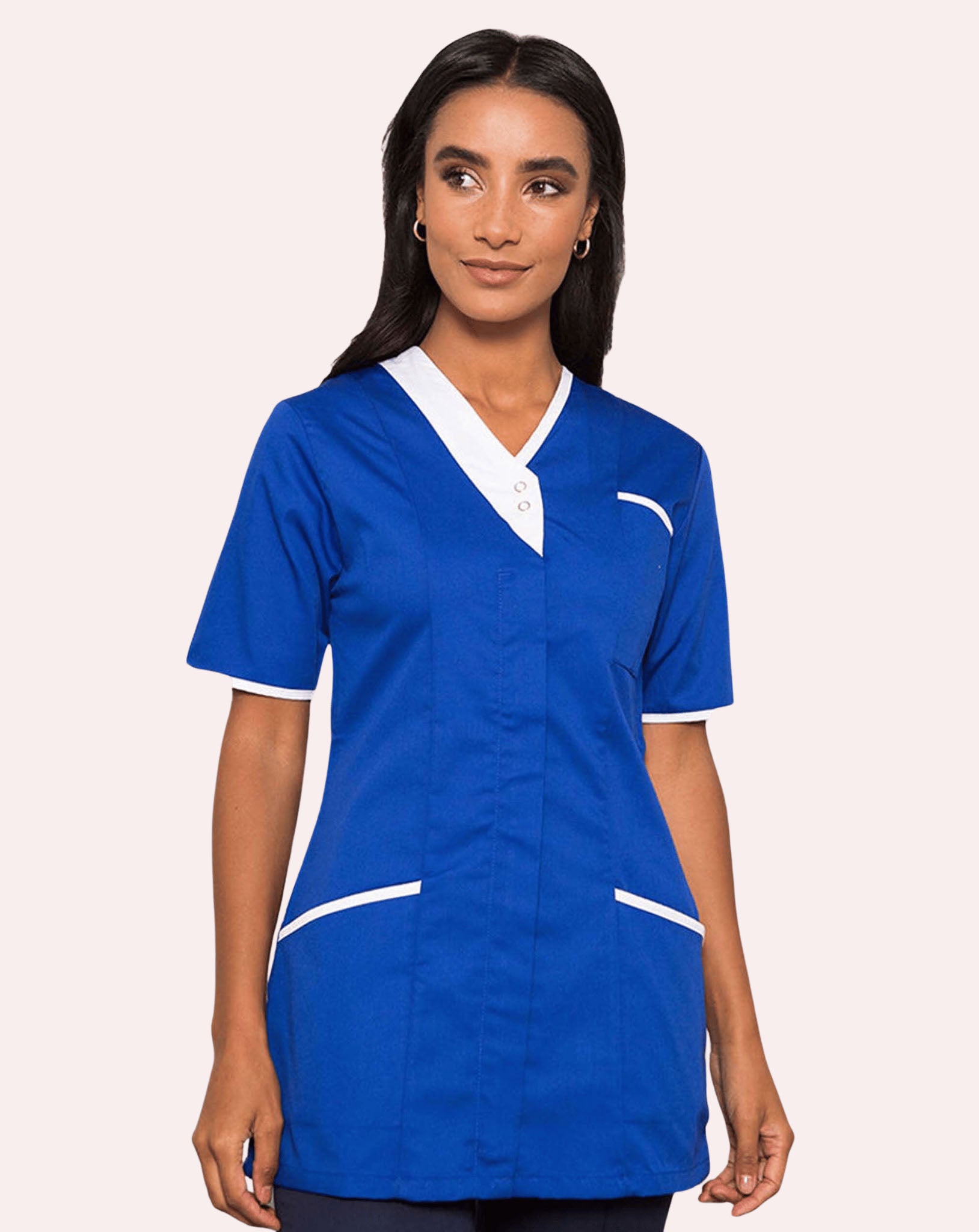 Blend Women's Asymmetric Two Stud Tunic | Royal Blue & White