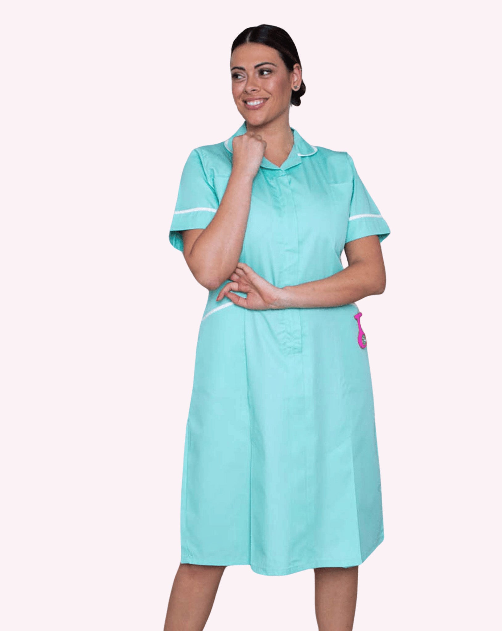 Hartford Women's Classic Healthcare Dress | Eau de Nil & White