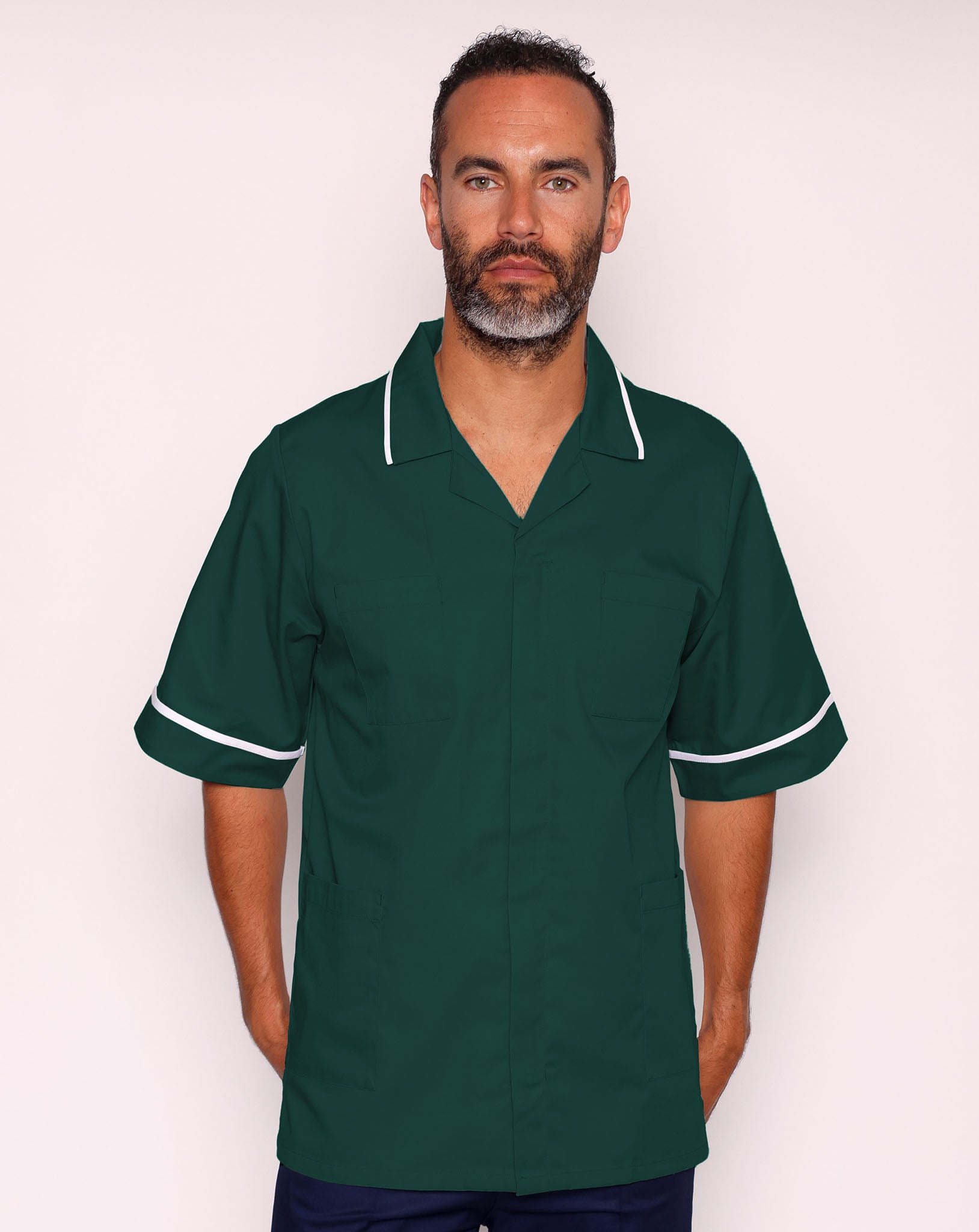 Drayford Men's Classic Healthcare Tunic | Bottle Green & White