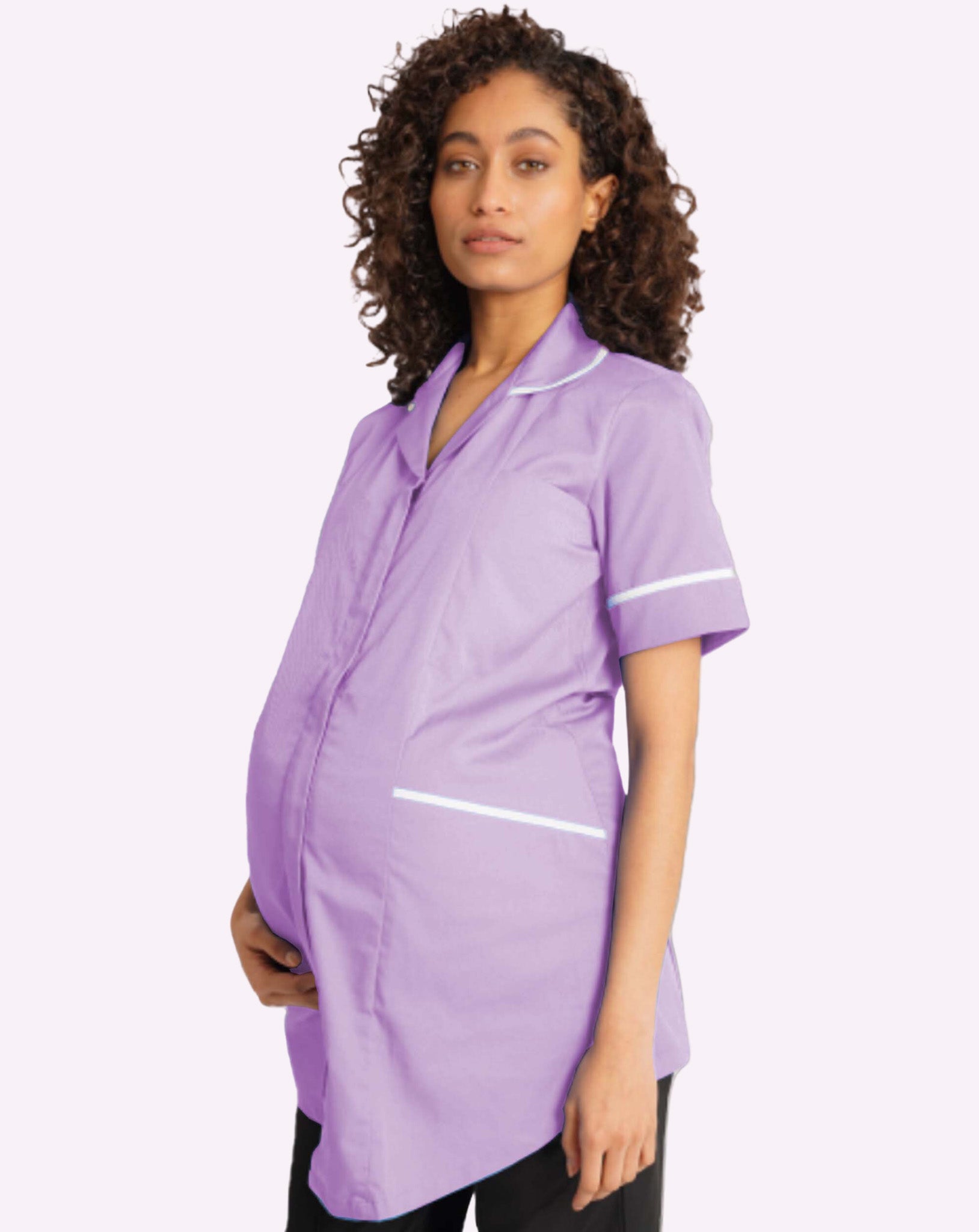 Erin Women's Maternity Healthcare Tunic | Lilac & White
