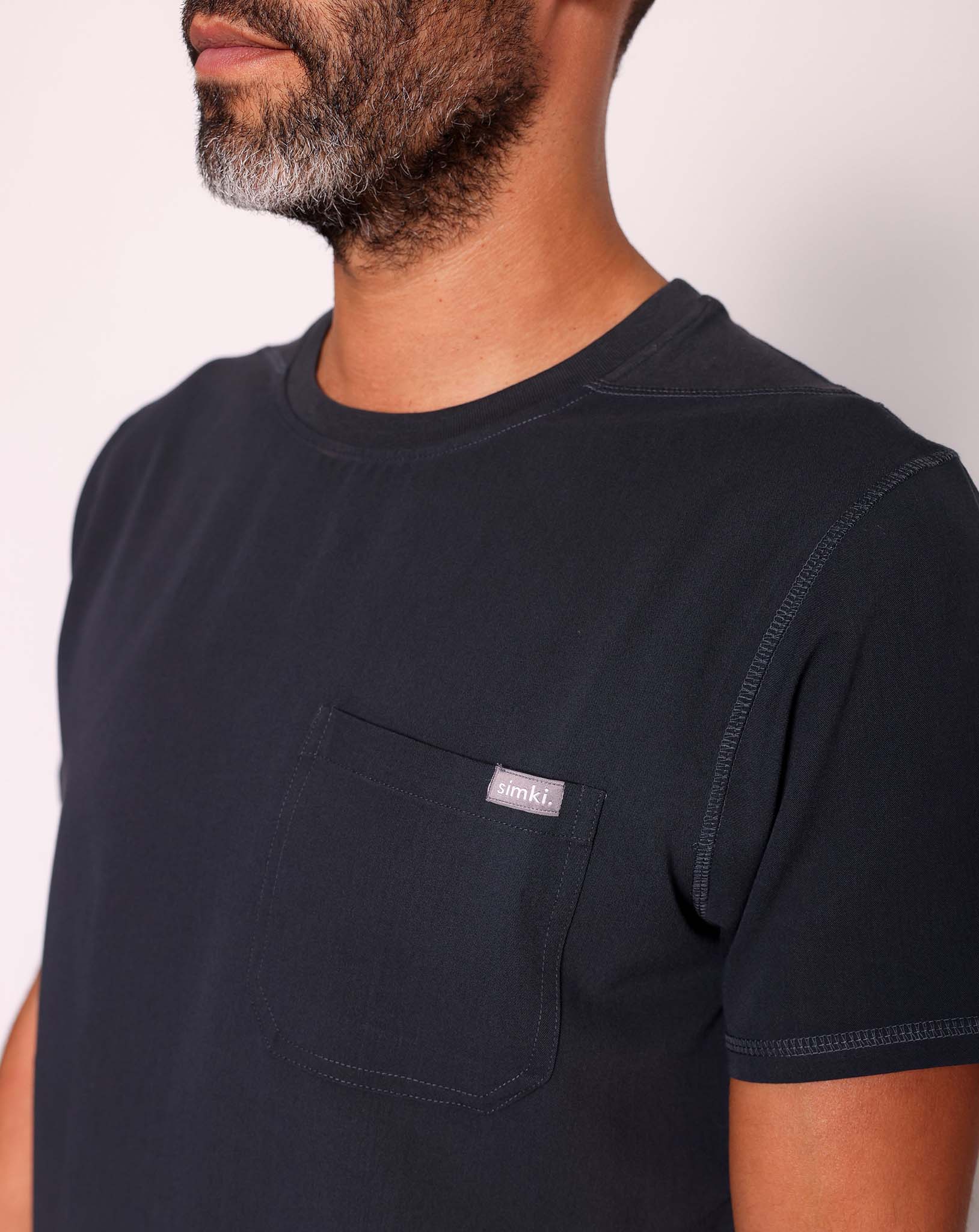 Miles One Pocket Scrub Top - Black