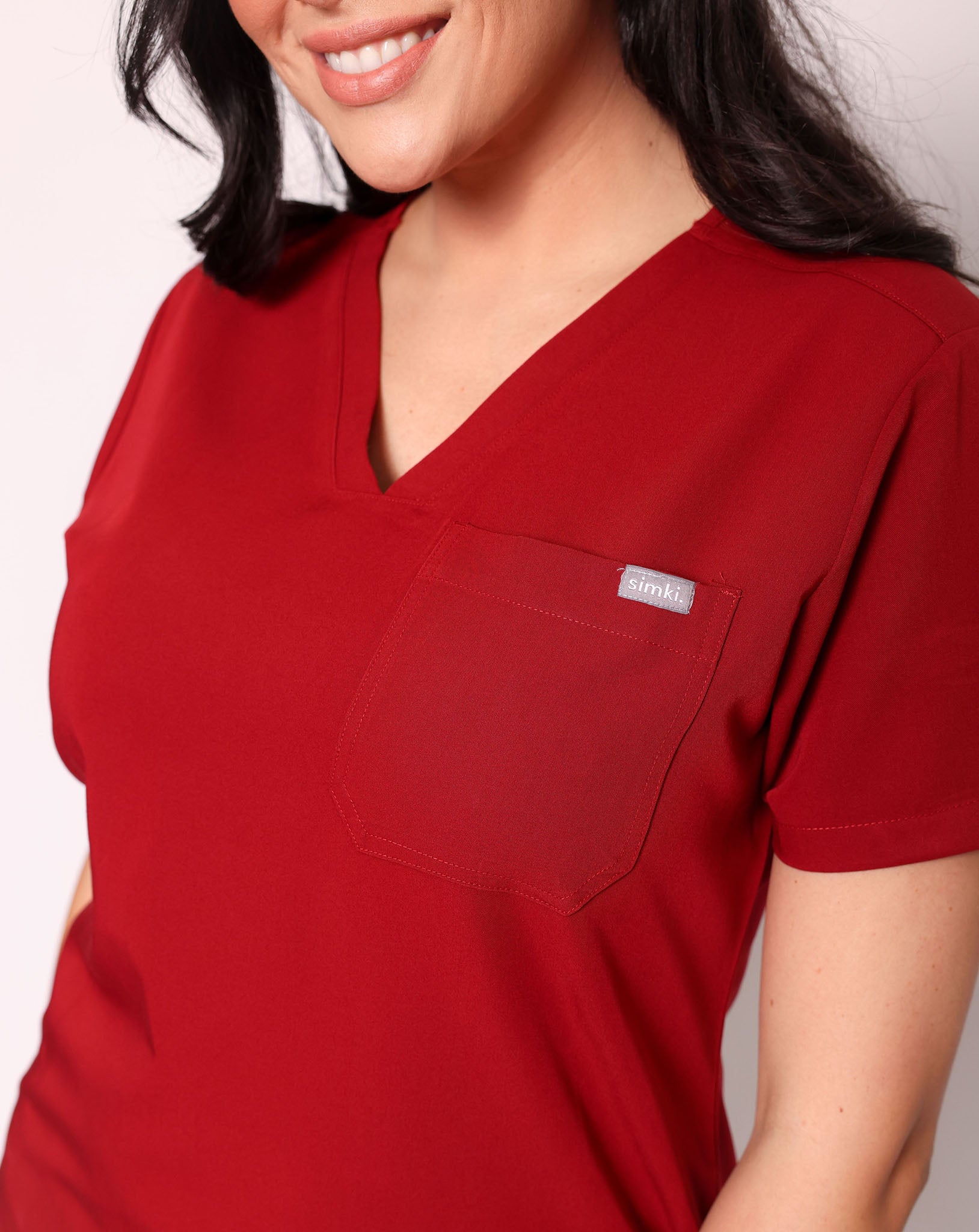Nova Modern Scrub Top - Burgundy