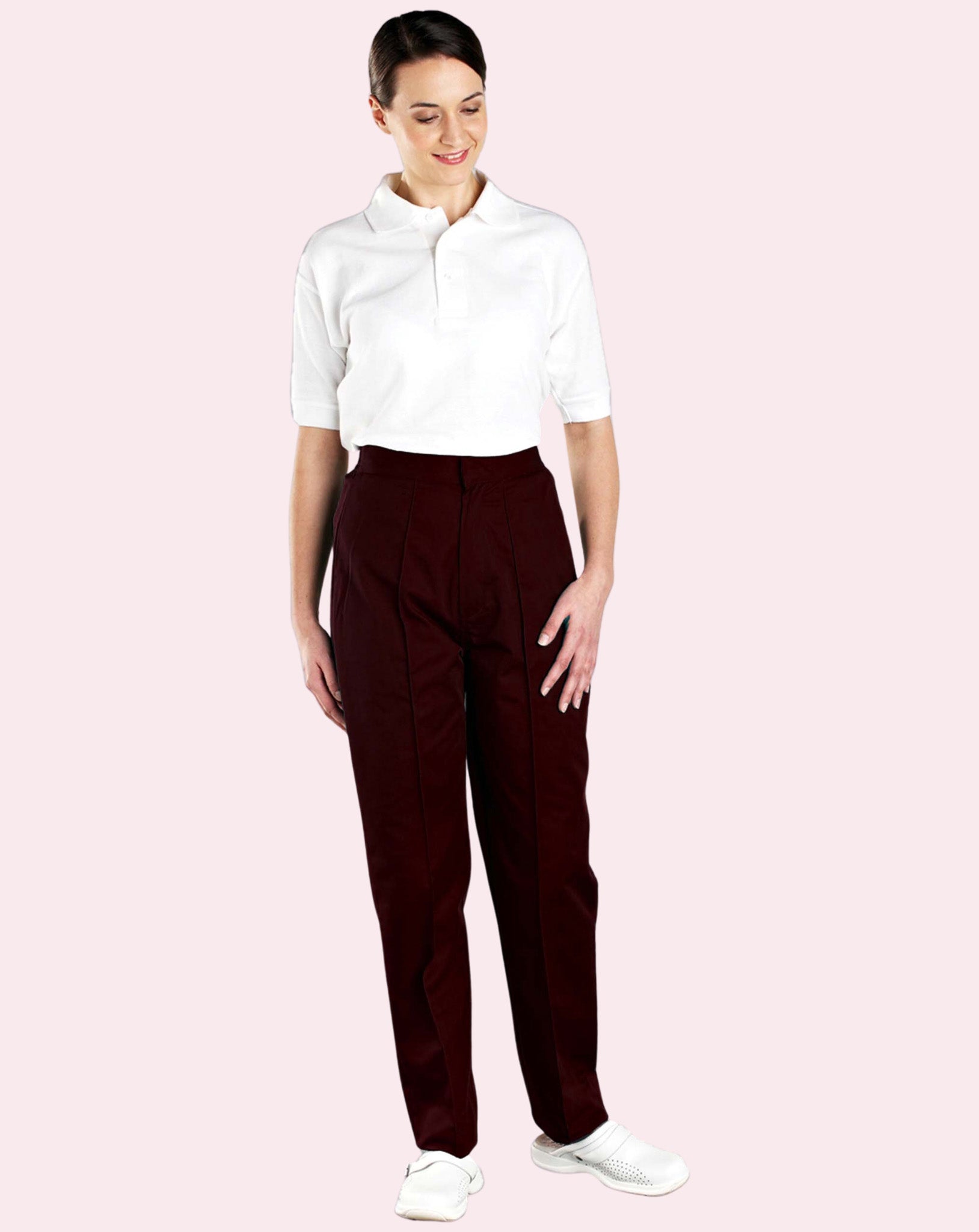 Women's Back Elasticated Trousers - Burgundy