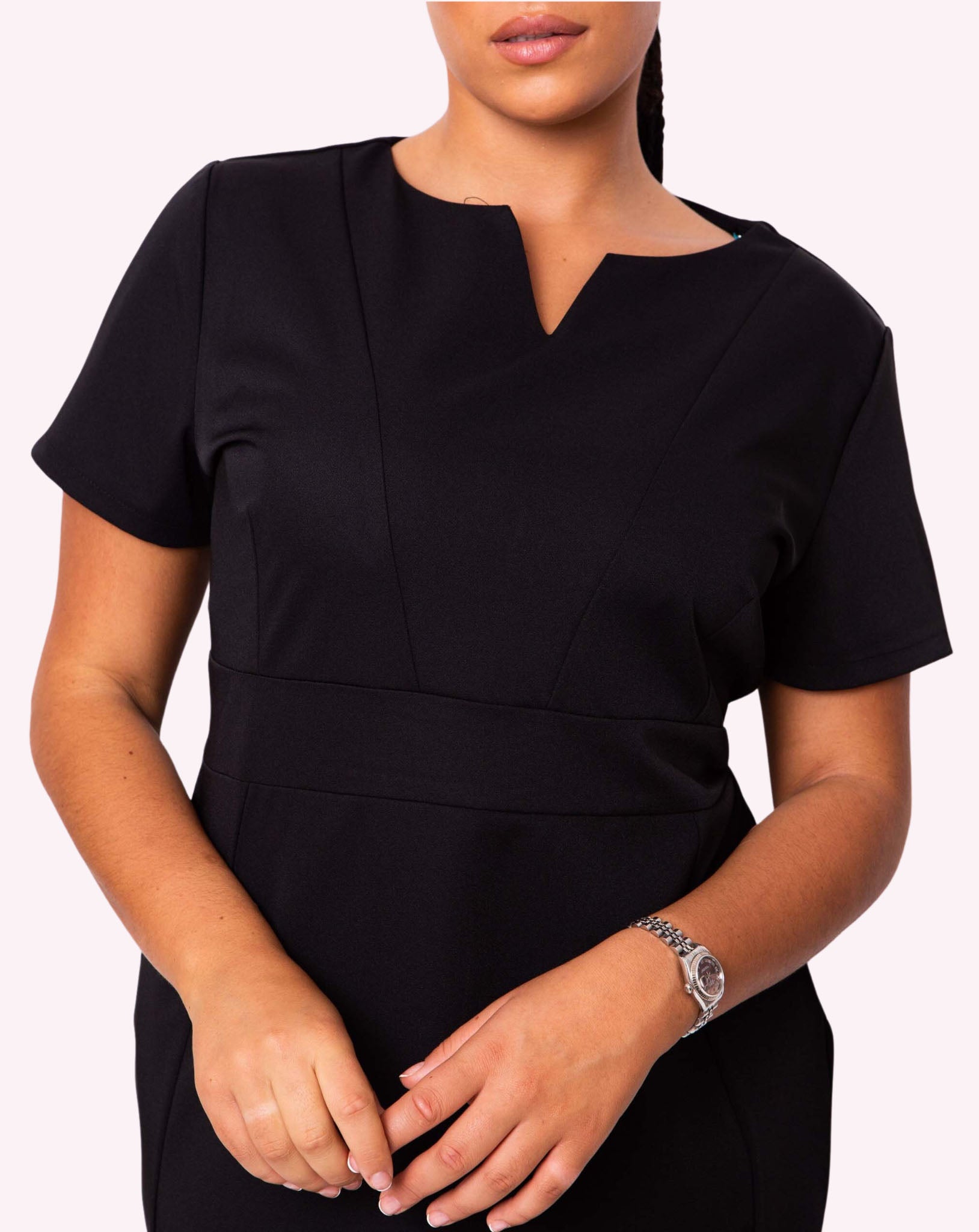 Couture V-Neck Work Dress - Black