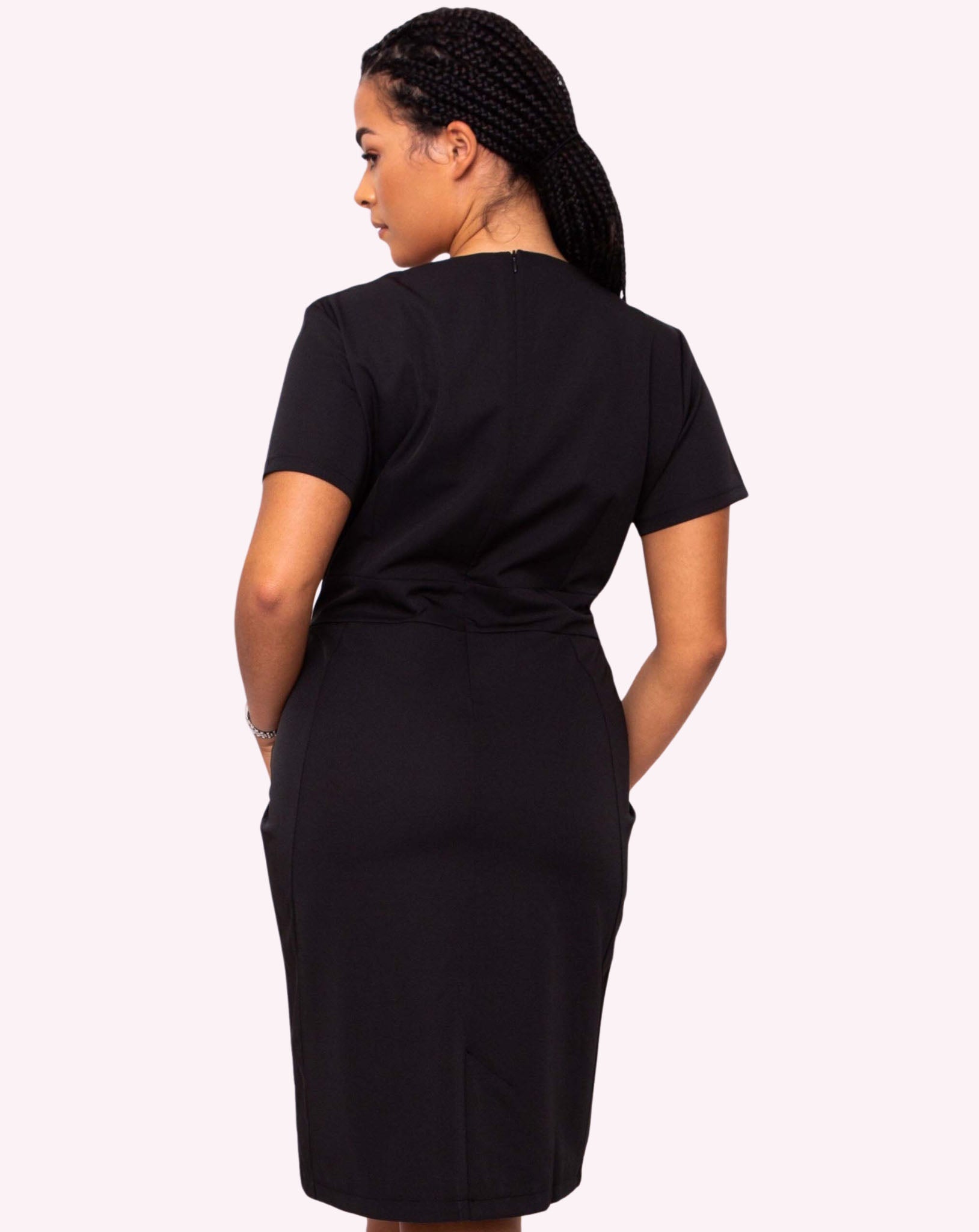 Couture V-Neck Work Dress - Black