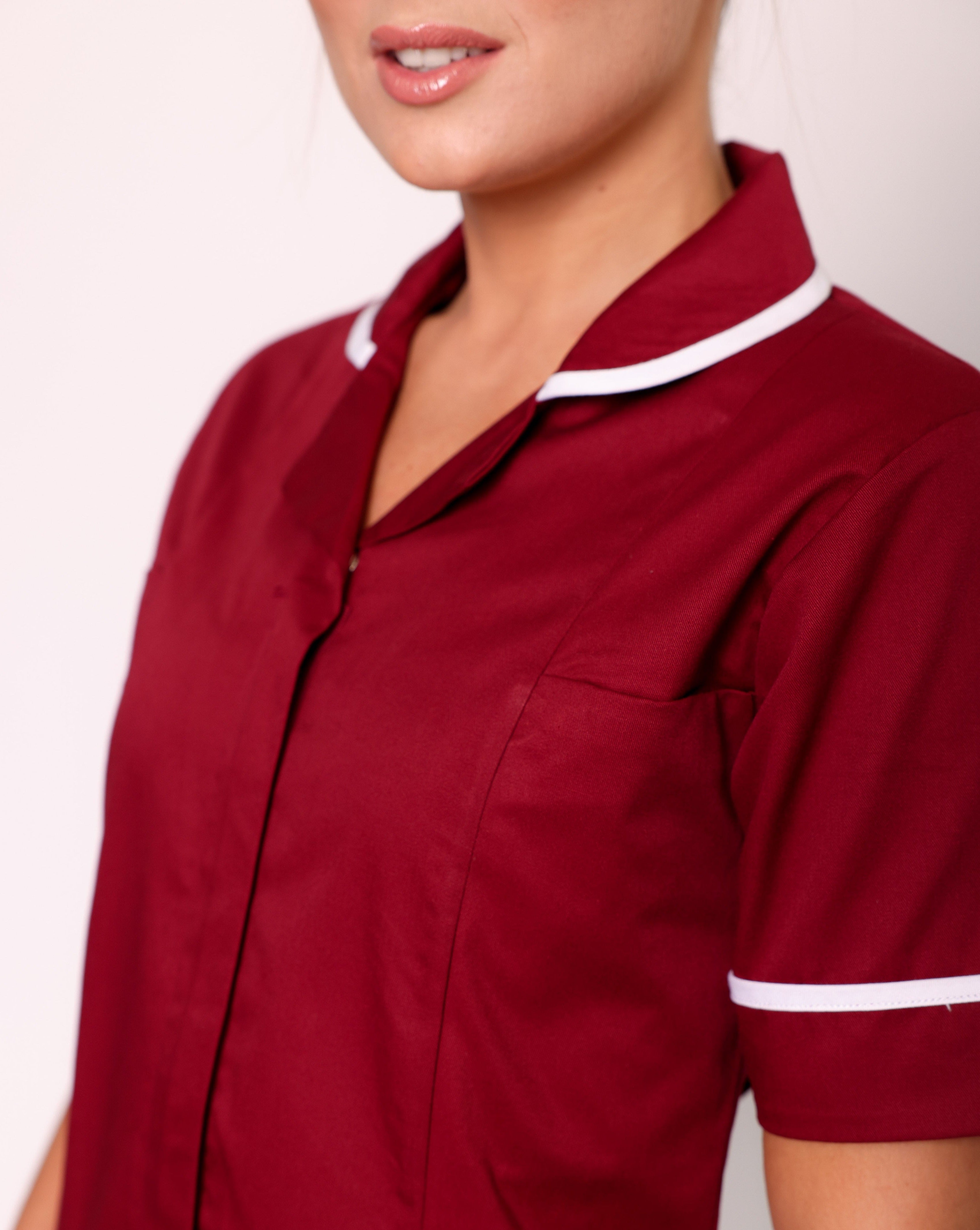 Alcott Ladies Healthcare Tunic - Maroon / White