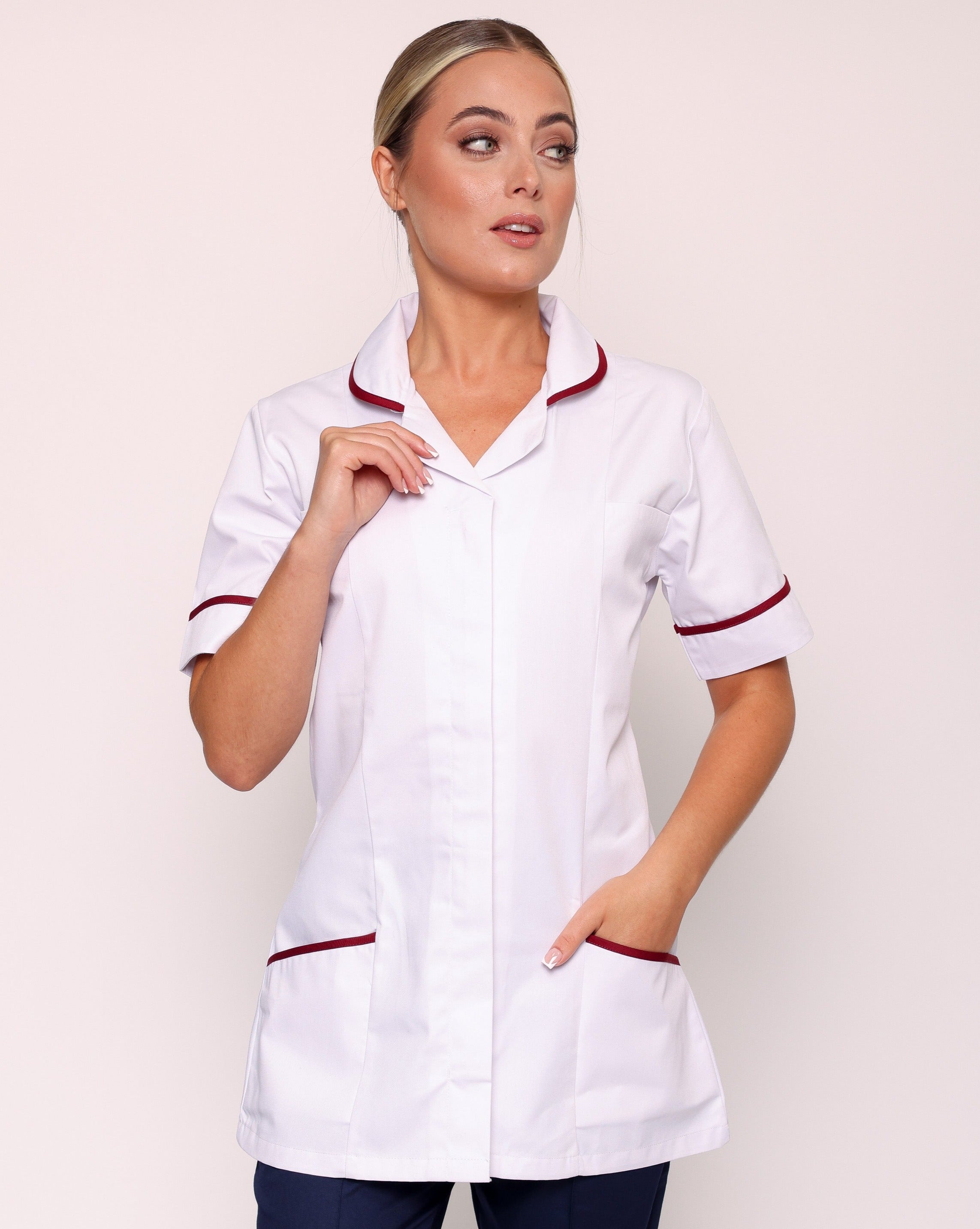 Alcott Ladies Healthcare Tunic - White / Maroon