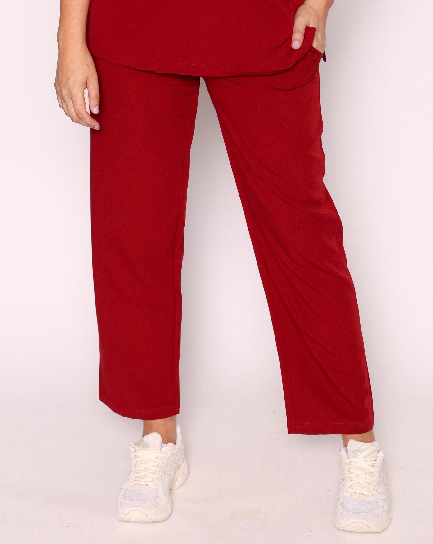 Arlo Straight Leg Scrub Bottoms - Burgundy