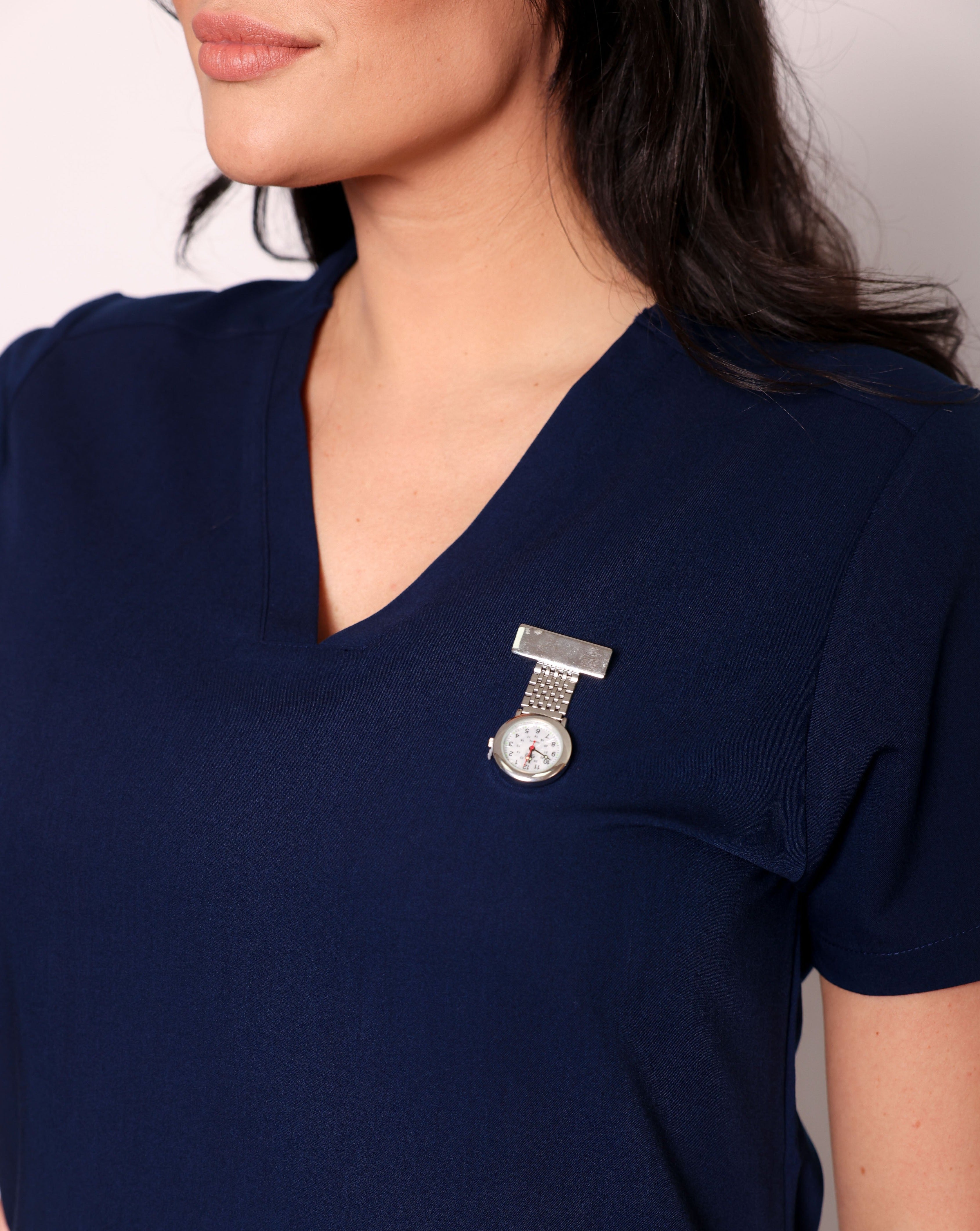 Ari Long Length Scrub Top - Navy