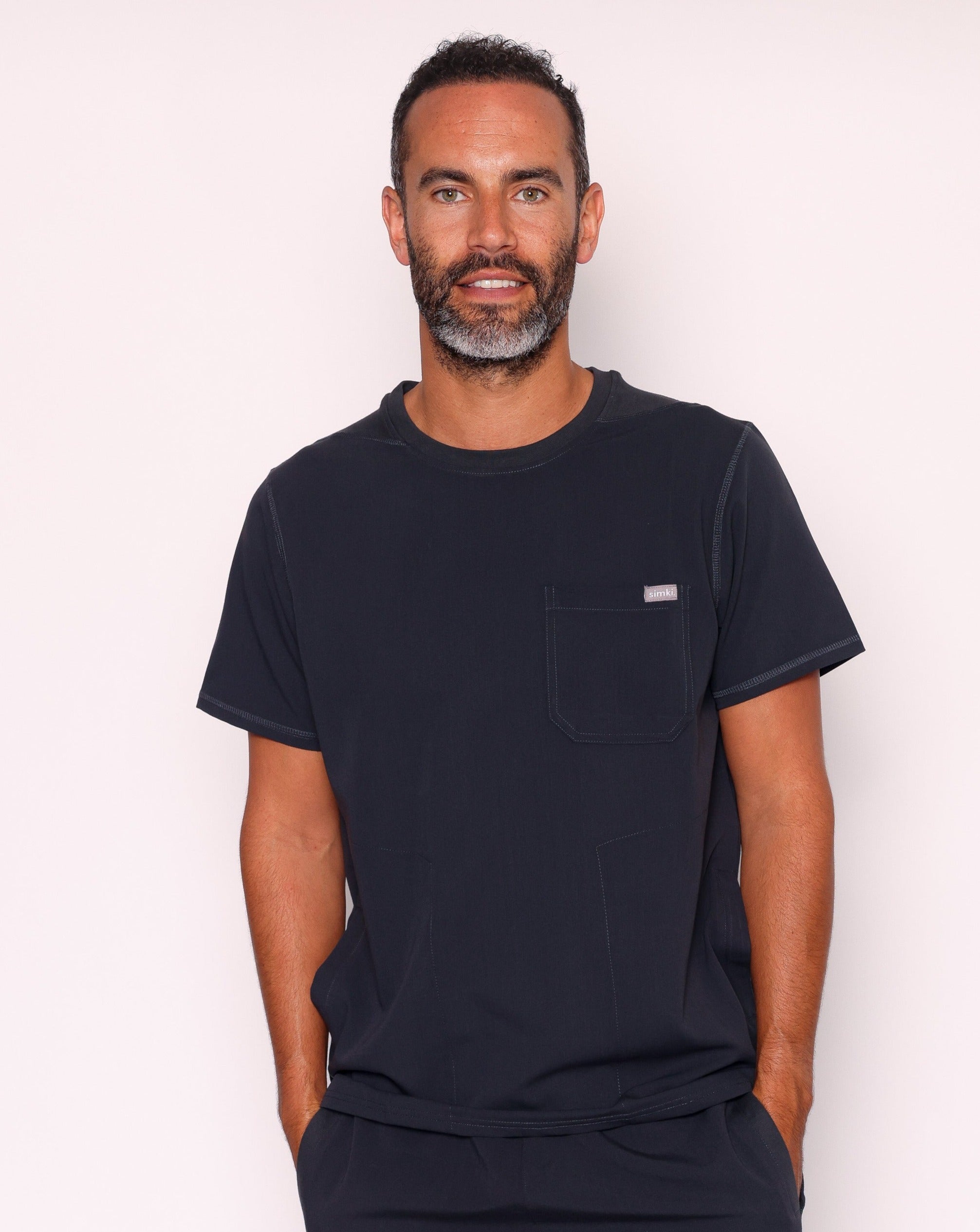 Miles One Pocket Scrub Top - Black