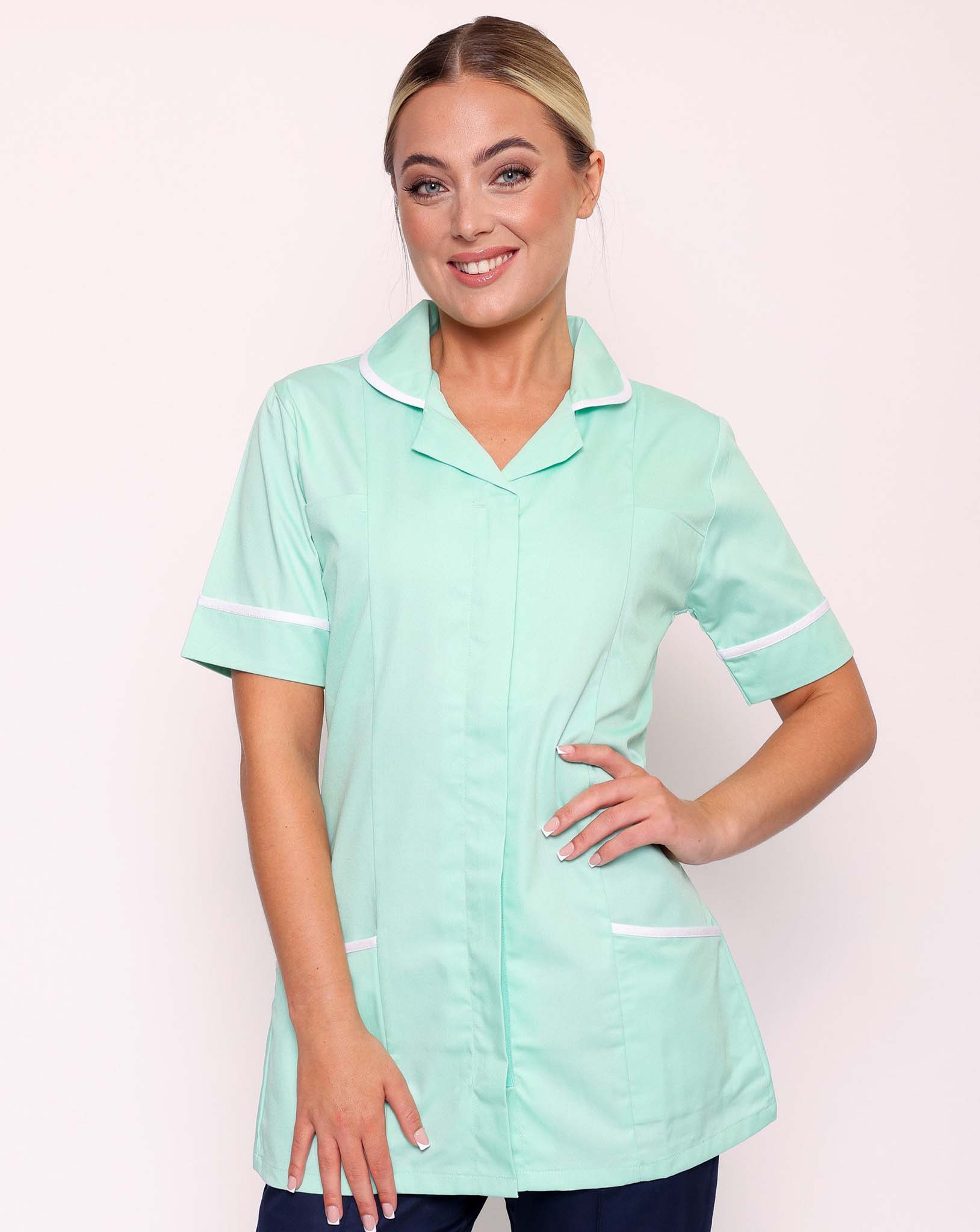 Alcott Ladies Healthcare Tunic - Eau De Nil / White