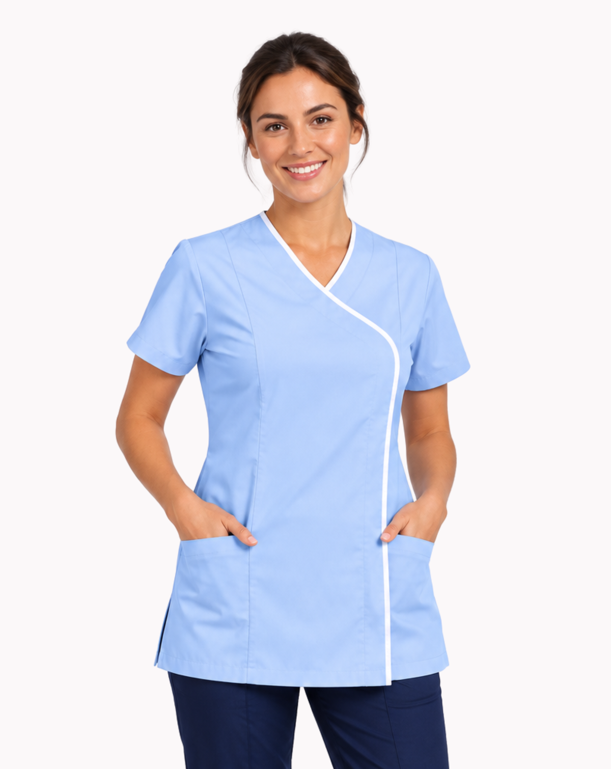 Eternity Women's Healthcare Tunic | Sky Blue & White