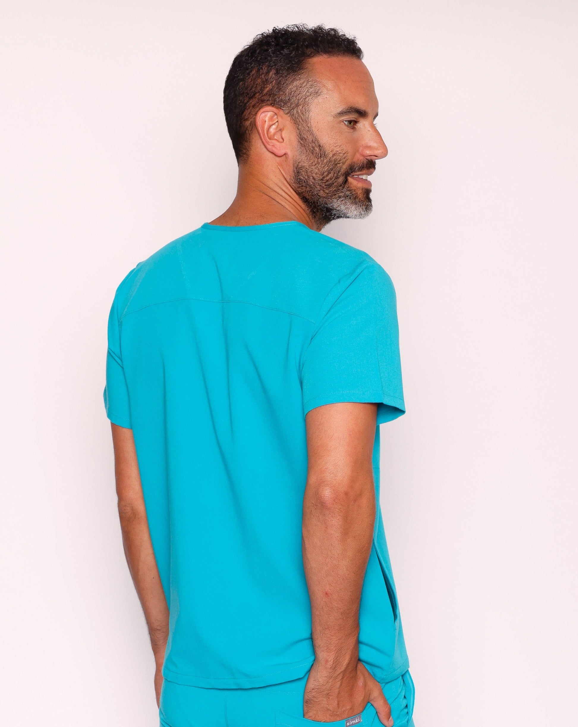 Oscar Scrub Top - Teal / White