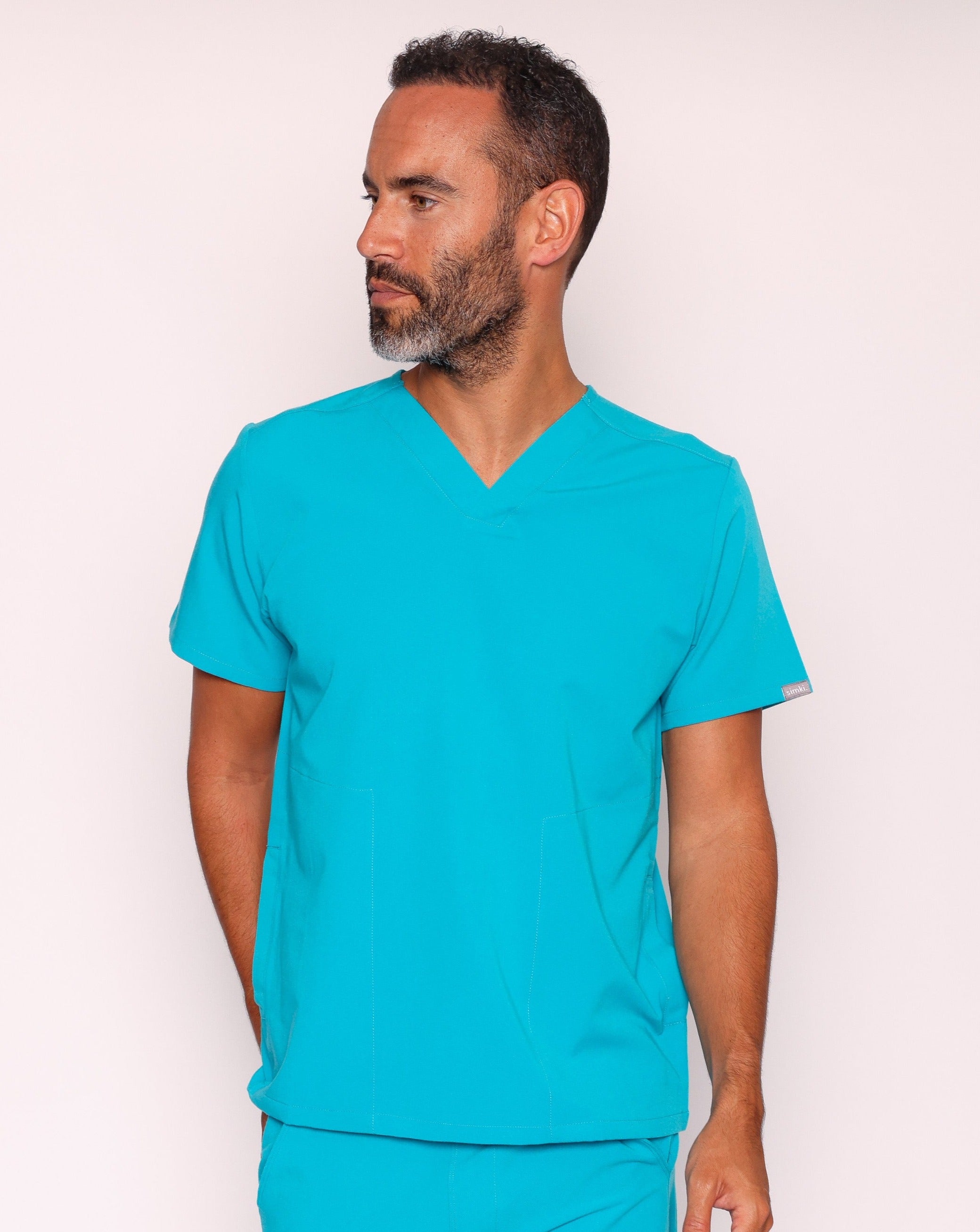 Oscar Scrub Top - Teal / White