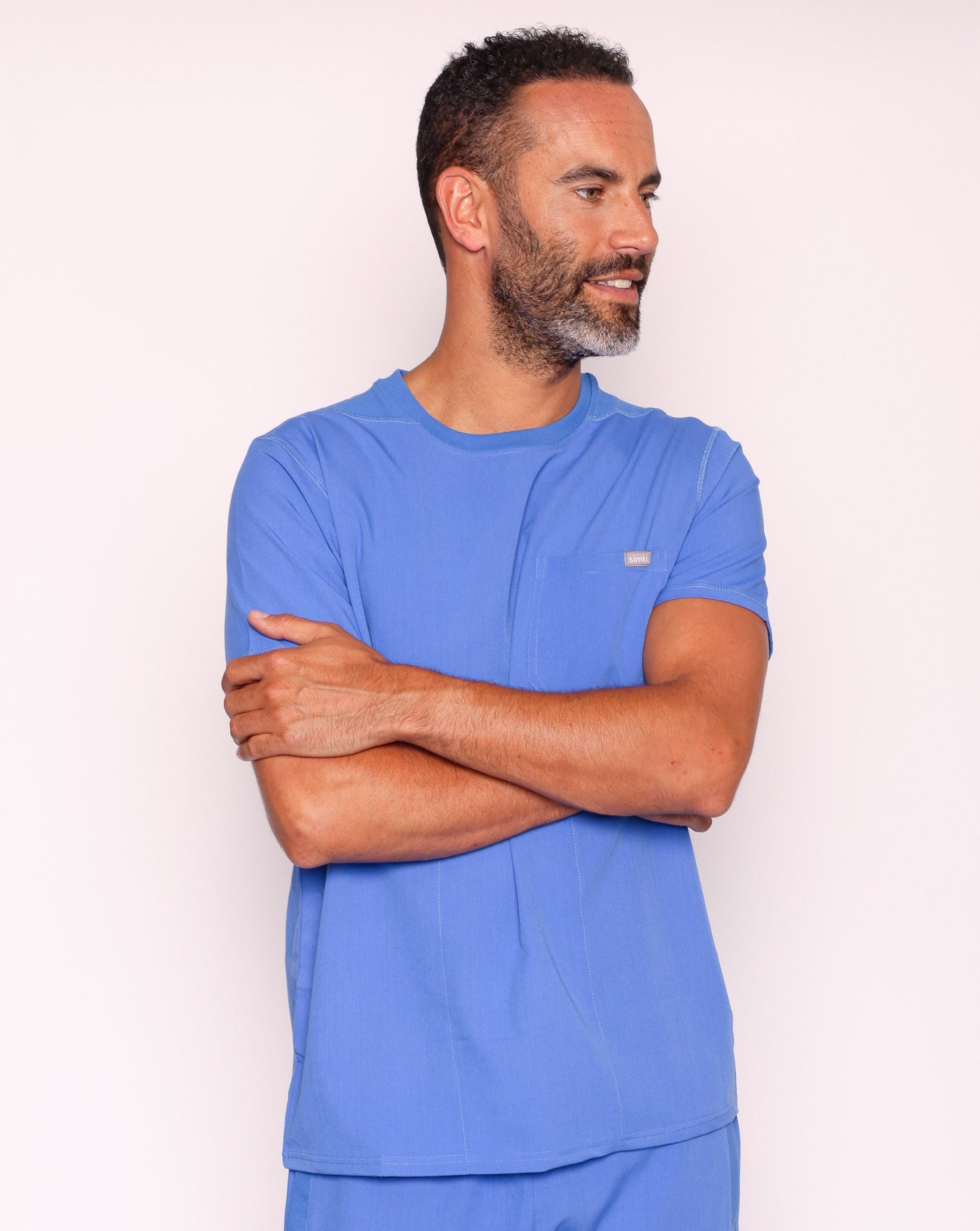 Miles One Pocket Scrub Top - Ciel Blue