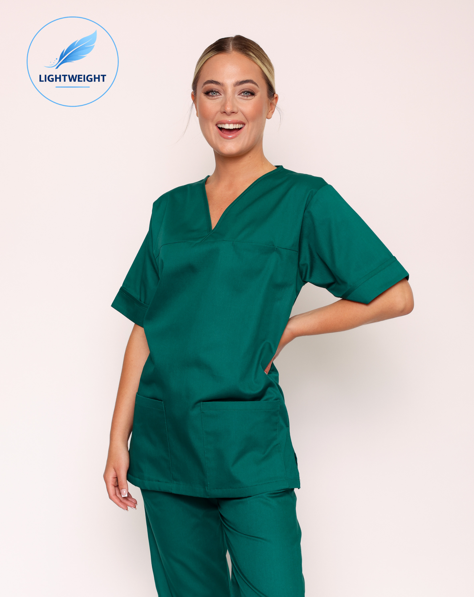 Lightweight Scrub Top - Bottle Green