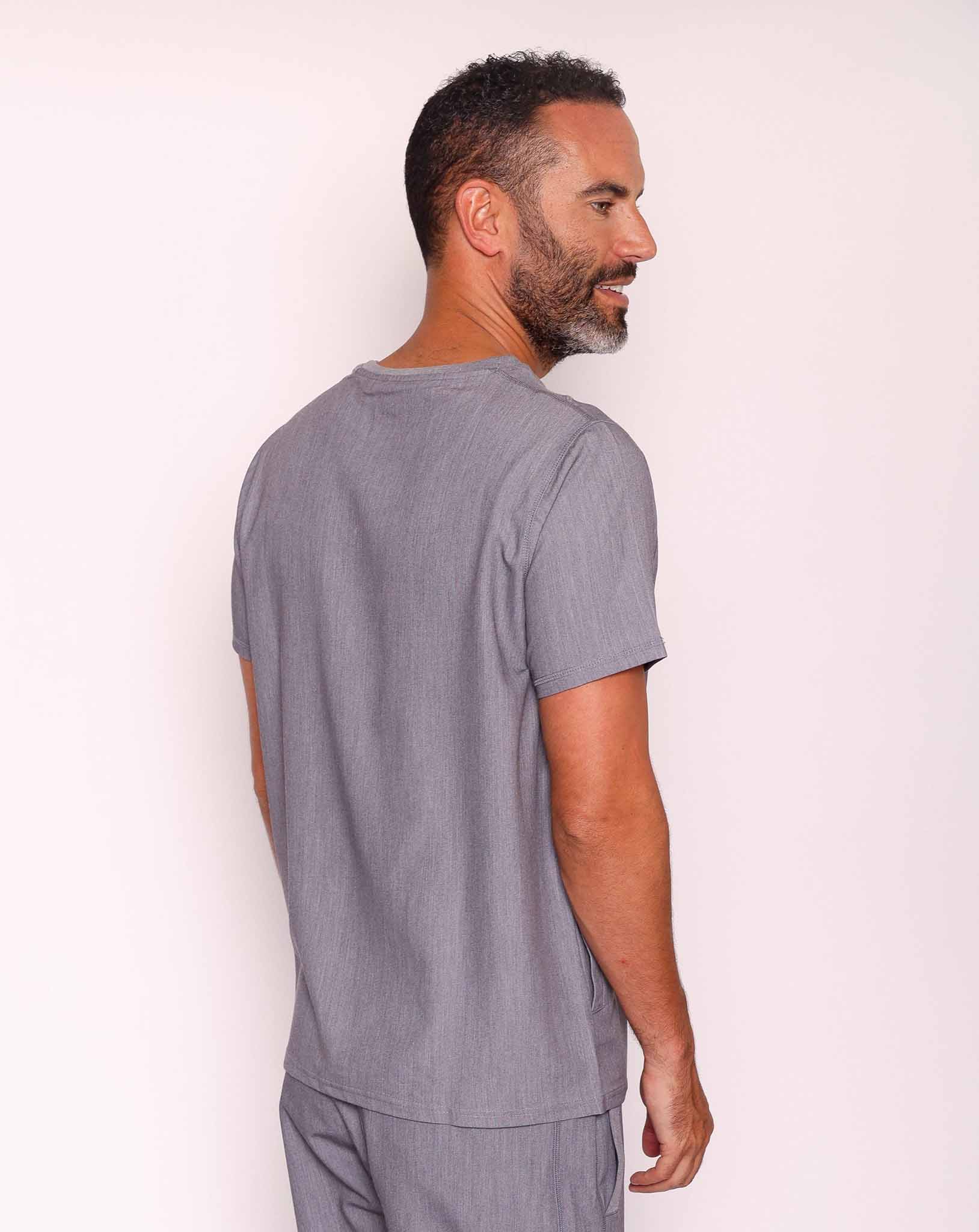 Miles One Pocket Scrub Top - Charcoal Grey