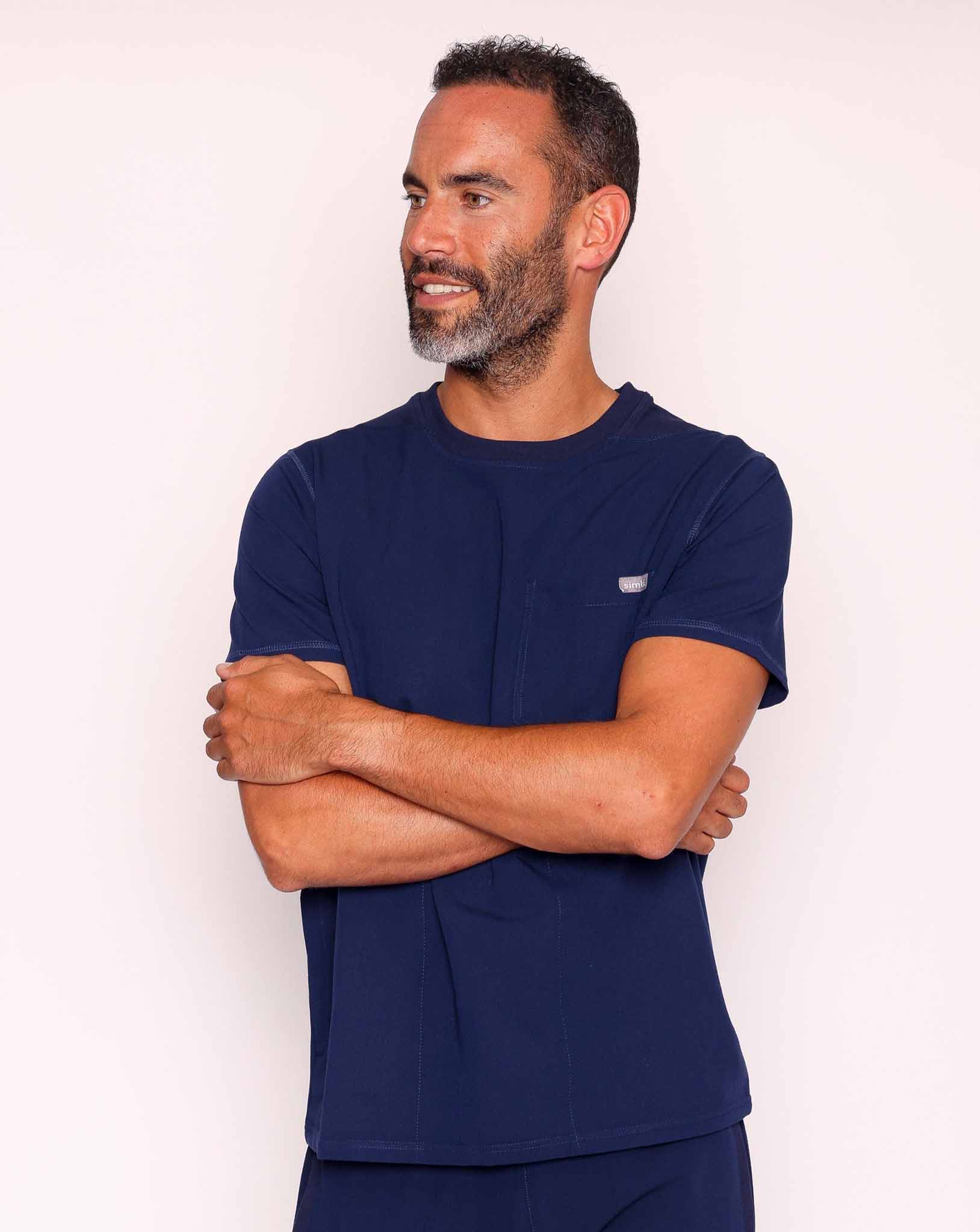 Miles One Pocket Scrub Top - Navy