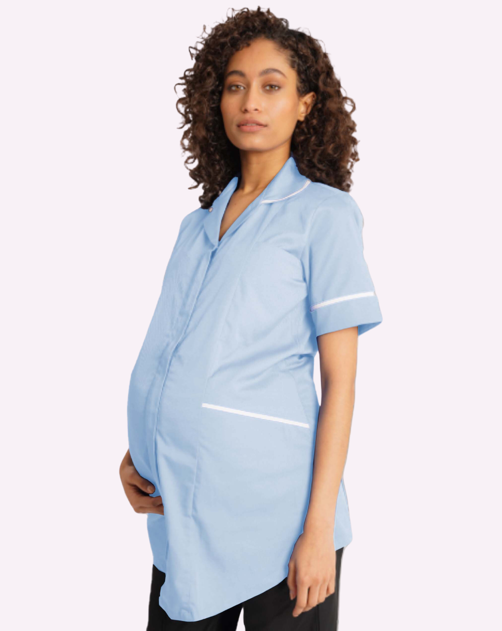 Erin Maternity Healthcare Tunic - Sky Blue / White