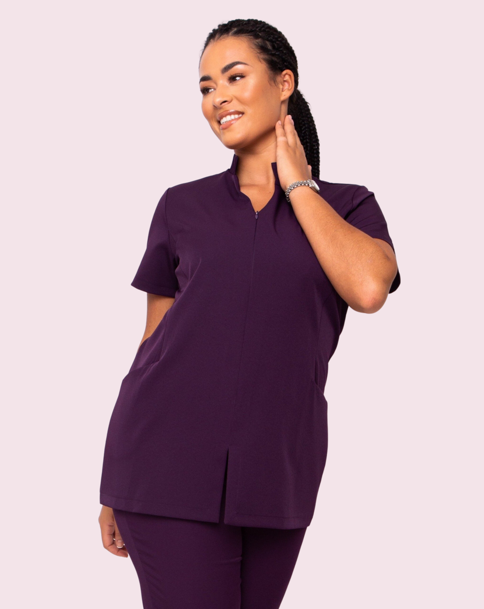 Allure Healthcare Tunic with Pockets - Aubergine