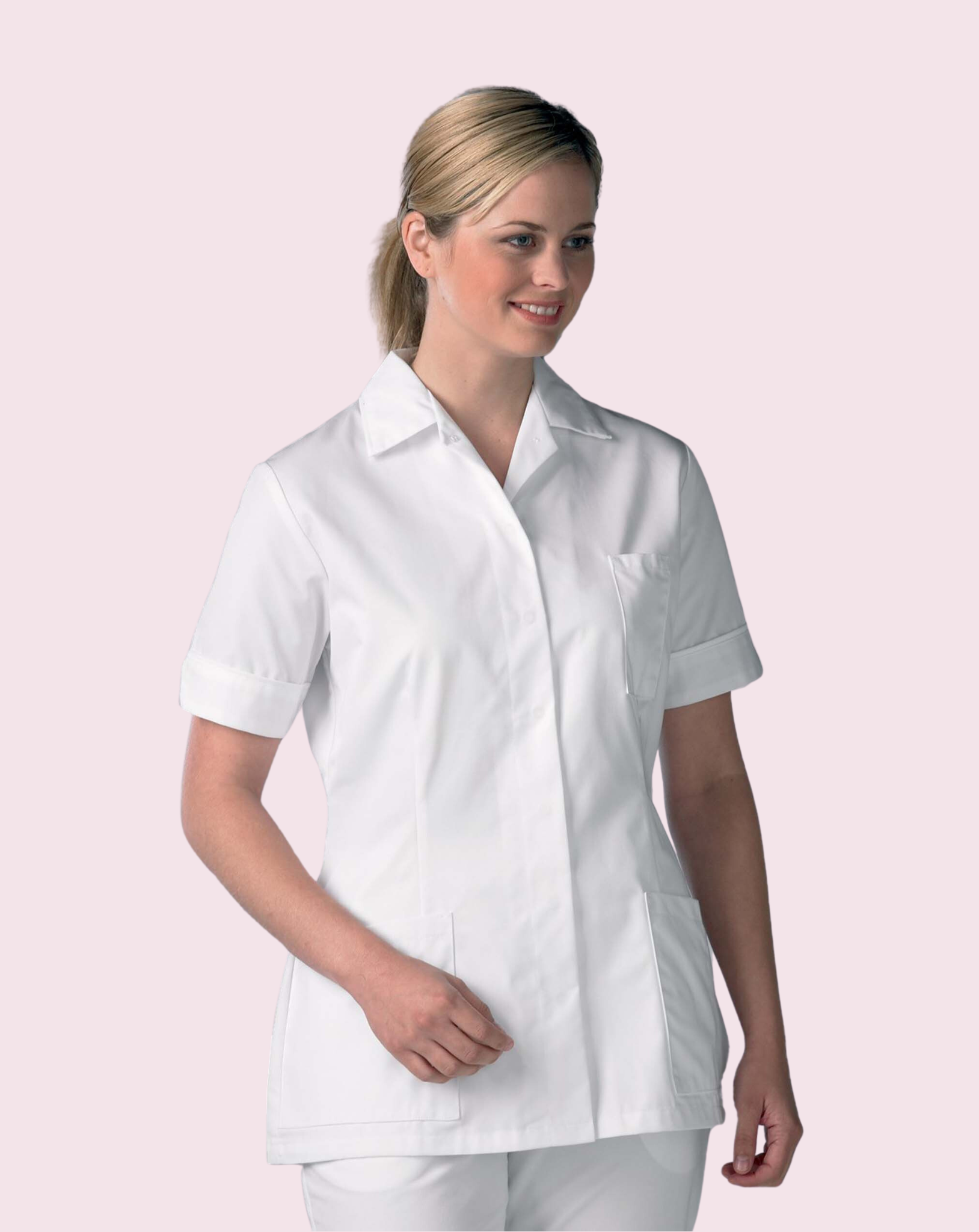 Claira Revere Collar Healthcare Tunic - White / White